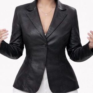 Chic Black Women's Leather Blazer